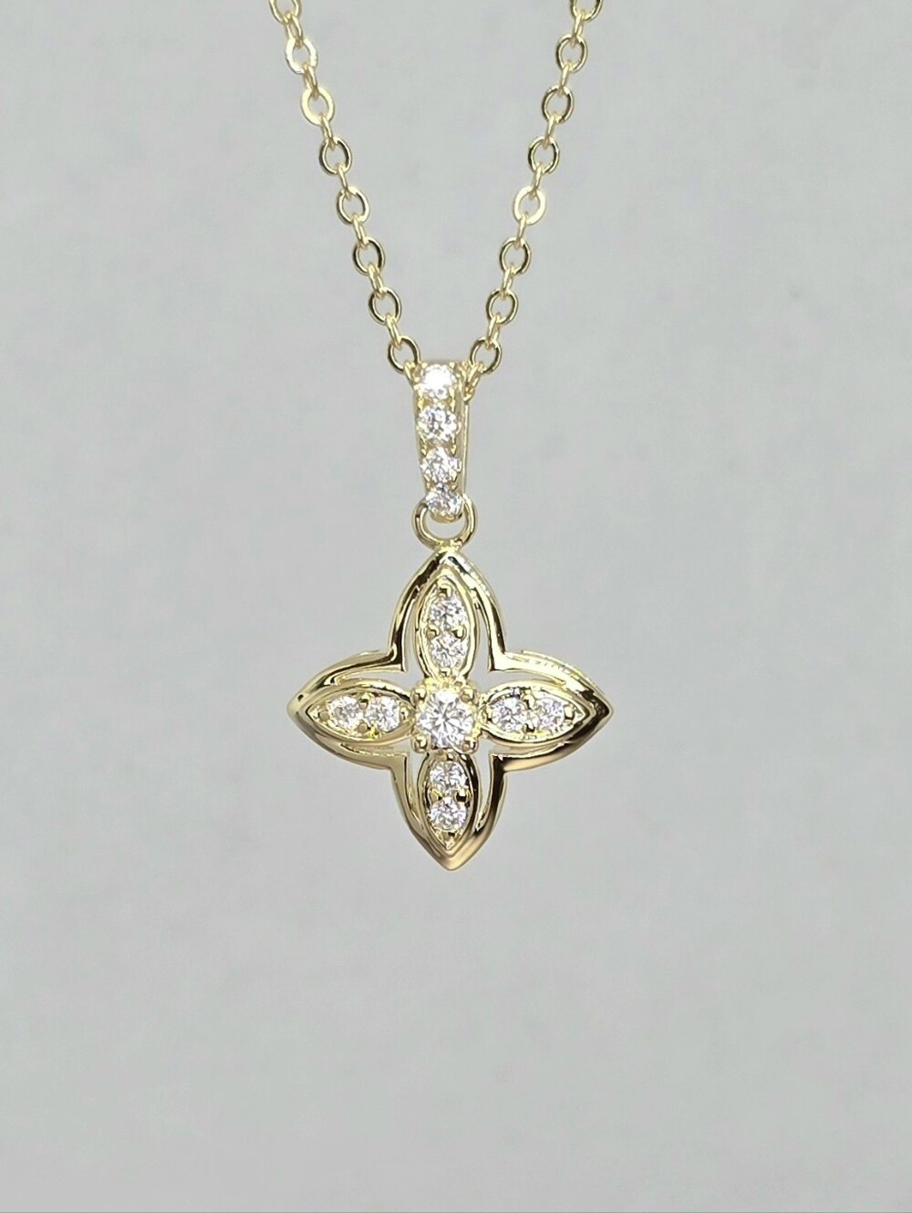 14k Gold-Filled Floral Moissanite Pendant Necklace